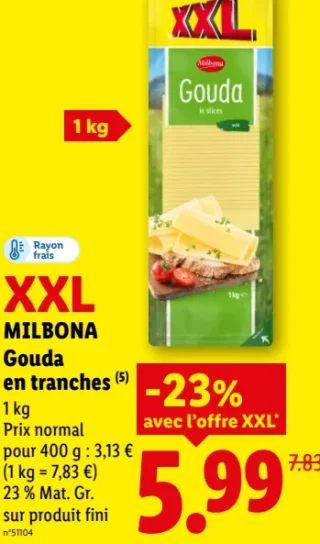Gouda en tranches XXL Milbona
