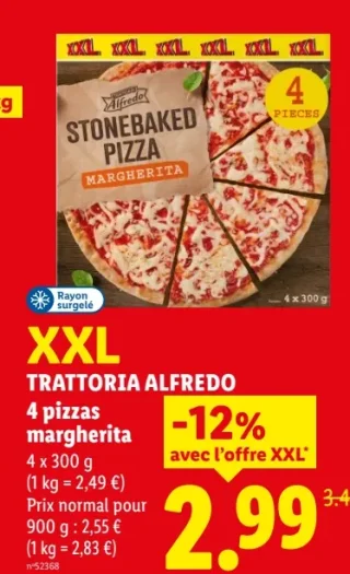 TRATTORIA ALFREDO 4 pizzas margherita