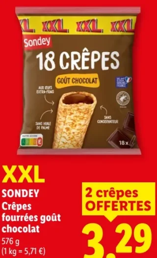 Crêpes fourrées goût chocolat Sondey