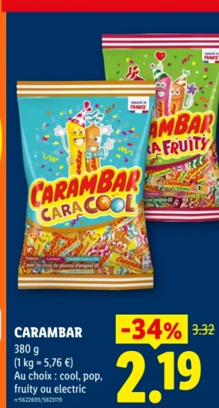 Bonbons Carambar Cara Cool, Cara Fruity