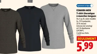 ESMARA MEN T-shirt thermique à manches longues
