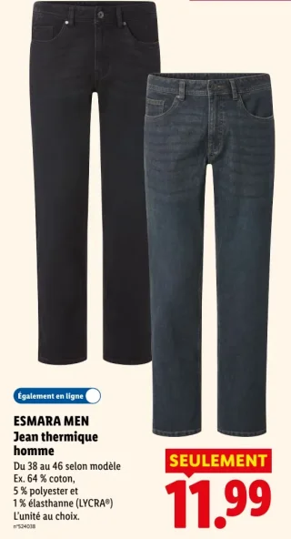 Jean thermique homme ESMARA MEN