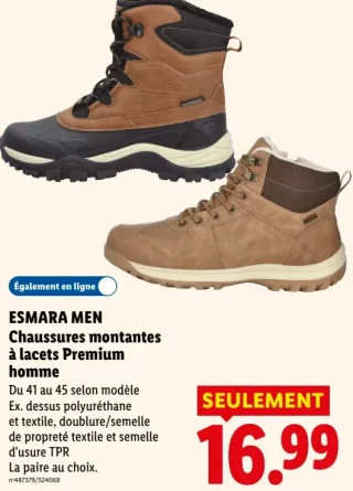 Chaussures montantes à lacets Premium homme ESMARA MEN