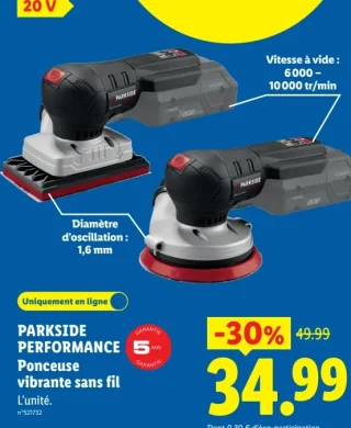 Ponceuse vibrante sans fil Parkside Performance