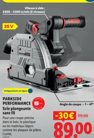 Scie plongeante sans fil Parkside Performance