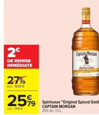Spiritueux "Original Spiced Gold" CAPTAIN MORGAN 35% vol., 1,5 L.