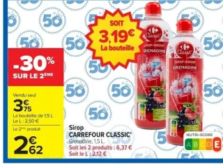 Sirop CARREFOUR CLASSIC Grenadine