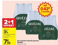Eau minérale naturelle gazeuse QUEZAC Intense