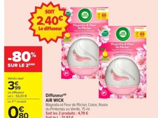 Diffuseur AIR WICK Magnolia et Fleur de Pêcher, Coton, Rosée du Printemps ou Vanille, 75 ml