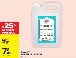 Vinaigre SECRETS DE LEONTINE 14°, 5 L