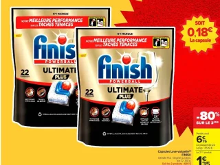 Capsules Lave-vaisselle FINISH Ultimate Plus : Original ou Citron, par 22, 268 g