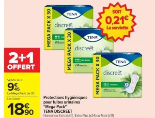 Protections hygiéniques pour fuites urinaires Mega Pack Tena Discreet