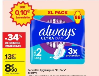 Serviettes hygiéniques XL Pack Always