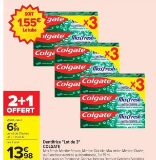Dentifrice "Lot de 3" COLGATE