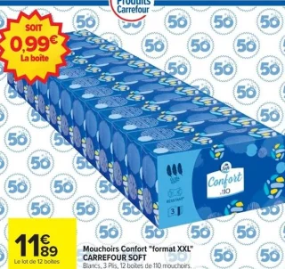 Mouchoirs Confort Format XXL CARREFOUR SOFT