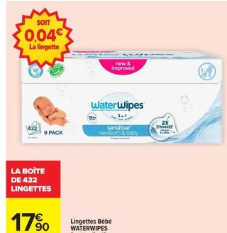 Lingettes Bébé WATERWIPES Sensitive