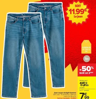 Jean coupe straight homme Tex