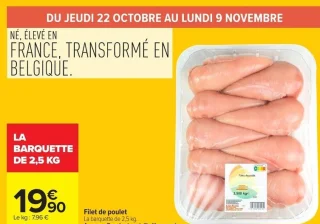 Filet de poulet en barquette de 2,5 kg