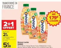 Boisson Lactée DANAO Pêche Abricot, Orange Banane Fraise, Multivitaminé, Fraise, Mangue, Banane Vanille, Ananas Coco ou Pêche Cerise