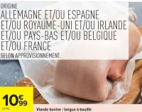 Viande bovine : langue à bouillir