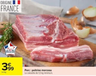 Porc : poitrine morceau