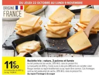 Raclette trio : nature, 3 poivres et fumée