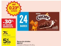 Barres de céréales NESTLÉ - Chocapic ou Nesquik, 24 x 25 g.