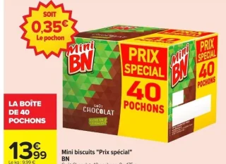 Mini biscuits "Prix spécial" BN - Goût Chocolat, 40 pochons, 8 x 175 g.