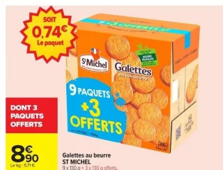 Galettes au beurre ST MICHEL - 9 x 130 g + 3 x 130 g offerts.