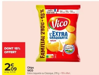 Chips VICO Extra craquante ou Classique, 270 g + 15% offert