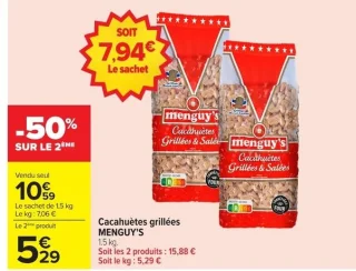 Cacahuètes grillées MENGUY'S Grillées & Salées, 1,5 kg
