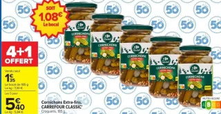 Cornichons Extra-fins CARREFOUR CLASSIC' Croquants, 185 g