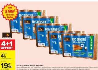 Lot de 5 bûches de bois densifié Woodstock