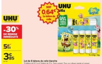 Lot de 6 bâtons de colle blanche UHU