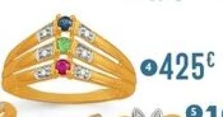 Bague saphir, rubis, émeraude et diamants