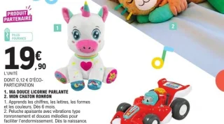 Peluche interactive Ma douce licorne parlante / Mon chaton ronron Baby Clementoni