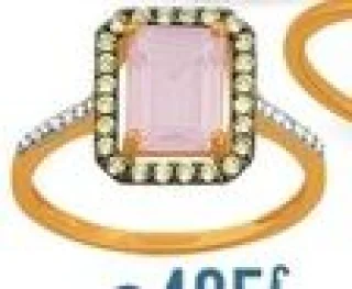 Bague quartz rose, péridots et diamants 0,03 ct
