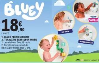 Jeu de bain Bluey / Tuyaux de bain Super Mario