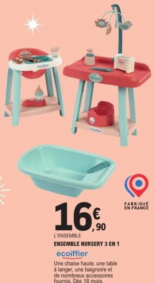 Écoiffier Ensemble Nursery 3 en 1