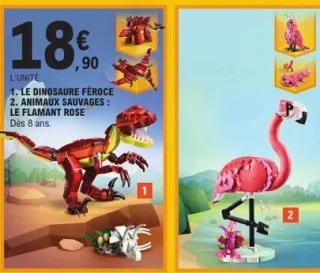 LEGO 1. Le dinosaure féroce / 2. Animaux sauvages : Le flamant rose