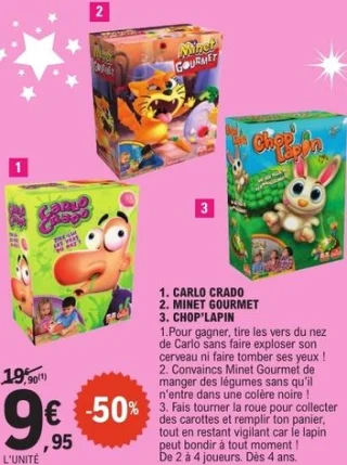 Jeu de société Carlo Crado / Minet Gourmet / Chop'Lapin