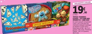 Tripack jeux de société Triominos Classic + Yeti dans mes spaghettis + Gobe Noix Goliath