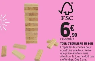 Jeu de construction Tour d'équilibre en bois