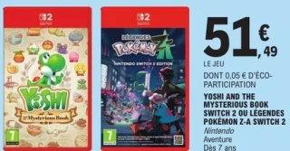 Jeu vidéo Yoshi and the Mysterious Book ou Légendes Pokémon Z-A Nintendo Switch 2