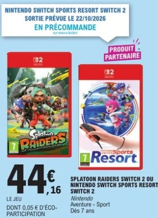 Jeu vidéo Splatoon Raiders ou Nintendo Switch Sports Resort Nintendo Switch 2