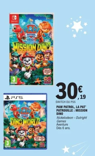 Jeu vidéo Paw Patrol, La Pat' Patrouille : Mission Dino Switch ou PS5