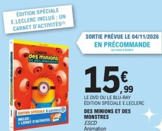 DVD ou Blu-Ray Édition Spéciale E.Leclerc Des Minions et des Monstres ESCD