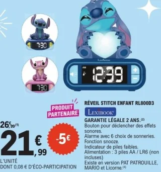 Réveil Stitch enfant RL800D3 Lexibook
