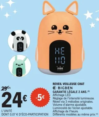 REVEIL VEILLEUSE CHAT Bigben Kids