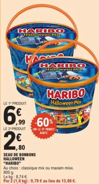 Seau de bonbons Halloween Haribo